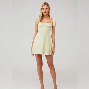 Peppermayo French Kiss Oasis Mini Dress Sage Green 6 flirty tie strap linen